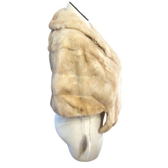 Vintage Mink Stole Cape Autumn Haze Beige Blonde Wrap Old Hollywood Shawl Evenin - Picture 4 of 15